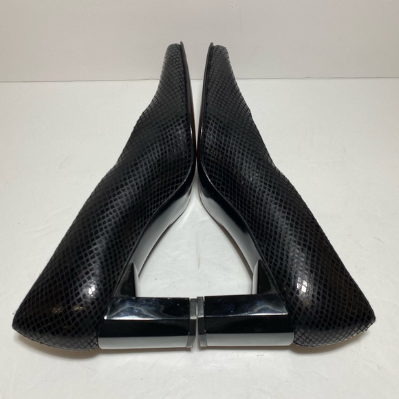 Stuart Weitzman Black Leather Square Toe Heels Pumps.Size 7.5 - Picture 7 of 15